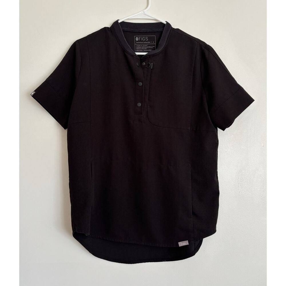 Black Figs Gidya Relaxed Henley Scrub Top S